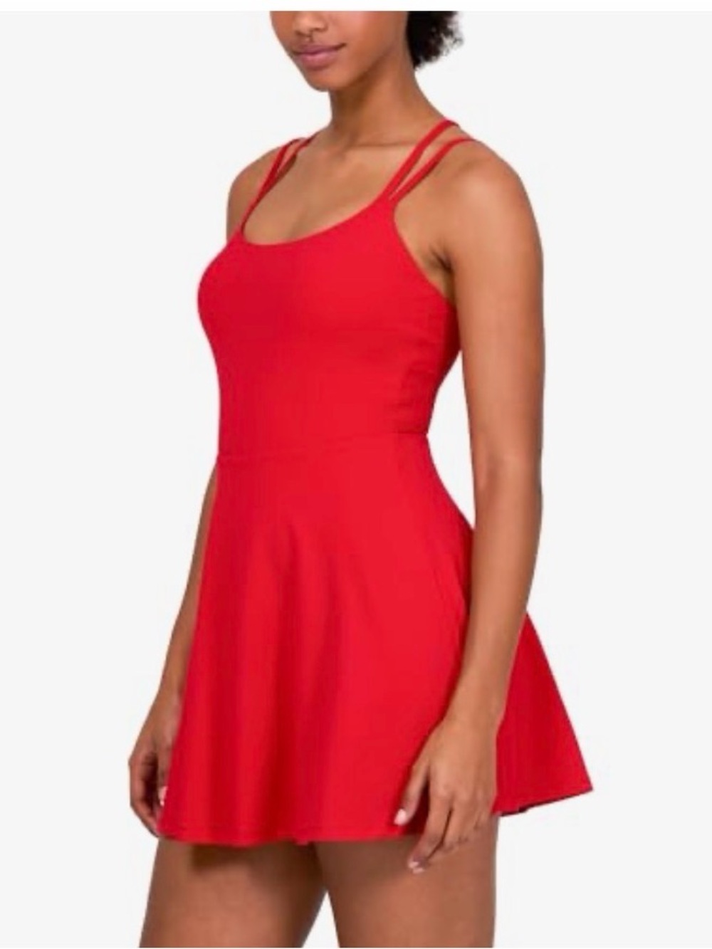 Women's Red Double-Strap Skater Dress